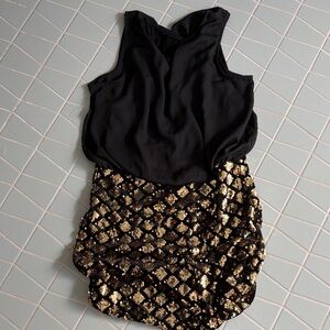 Black and Gold Sequin Dress